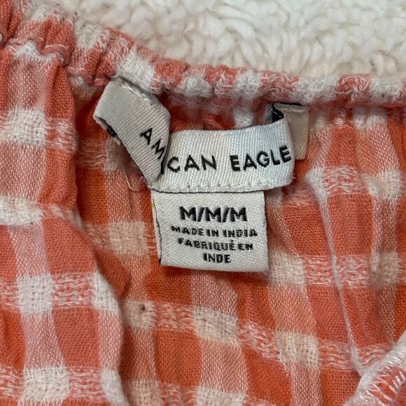 Crop Ruffle Blouse - Peach and White Gingham - Picture 4 of 10